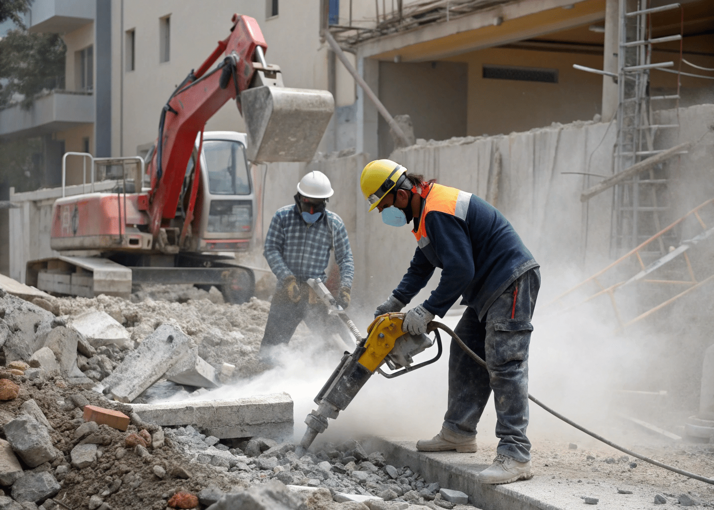 Challenges in concrete removal showing cracked pavement