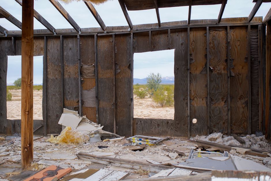 unexpected structural framing exposed during a demolition project