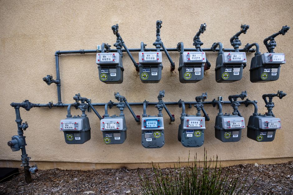 utility meters at a multifamily property before demolition disconnection